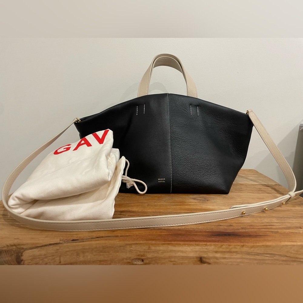 Mansur Gavriel Tulapina Bag - Black Leather with Cream Handles